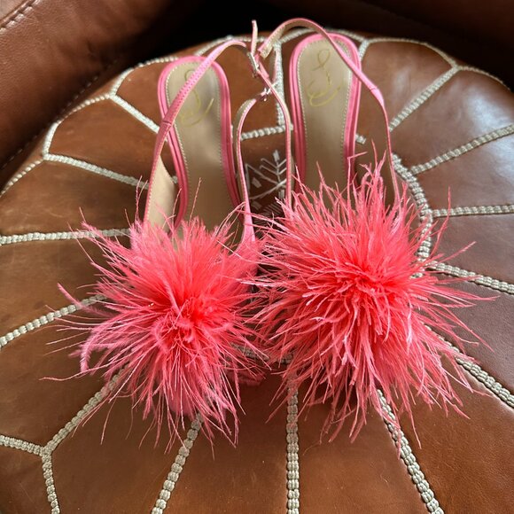 Sam Edelman Bianka Feather, Rose Satin Sling Back w/Kitten Heel - Picture 2 of 3